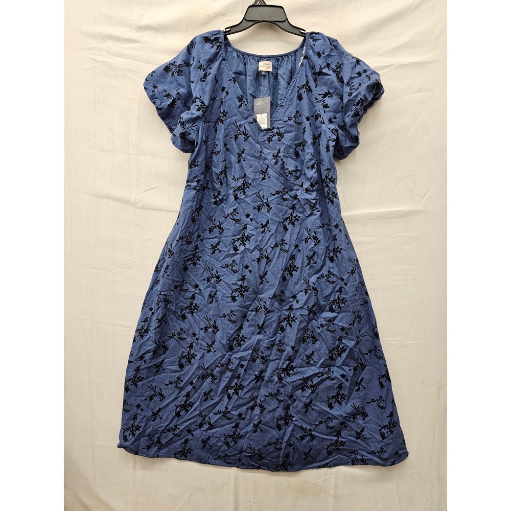 Universal Thread Womens Floral Midi Dress Blue Cotton Blend Casual Size XXL